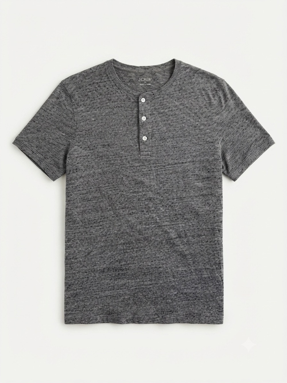 J.Crew Gray Slub Cotton Henley Shirt Men Size M Short Sleeve Casual Basic Tee